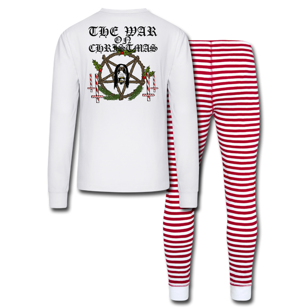 War On Christmas Pajama Set - white/red stripe